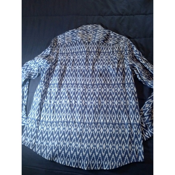 Club Room Luxury Shirt Mens Sz Large Blue Aztec Native Print 100% Linen Camp - Picture 5 of 5